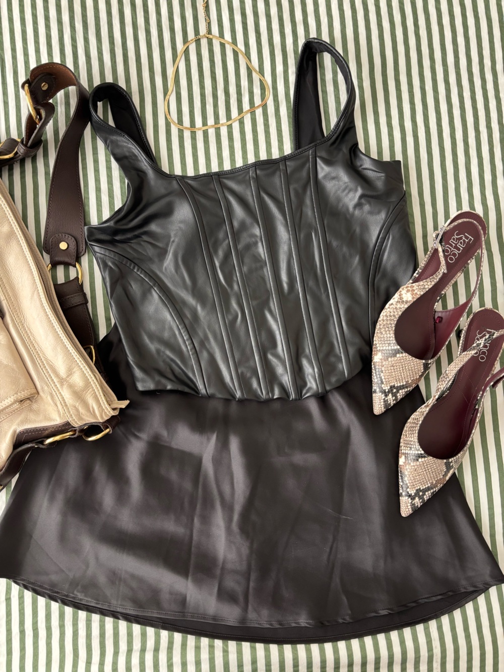 Express Black Faux Leather Corset Top